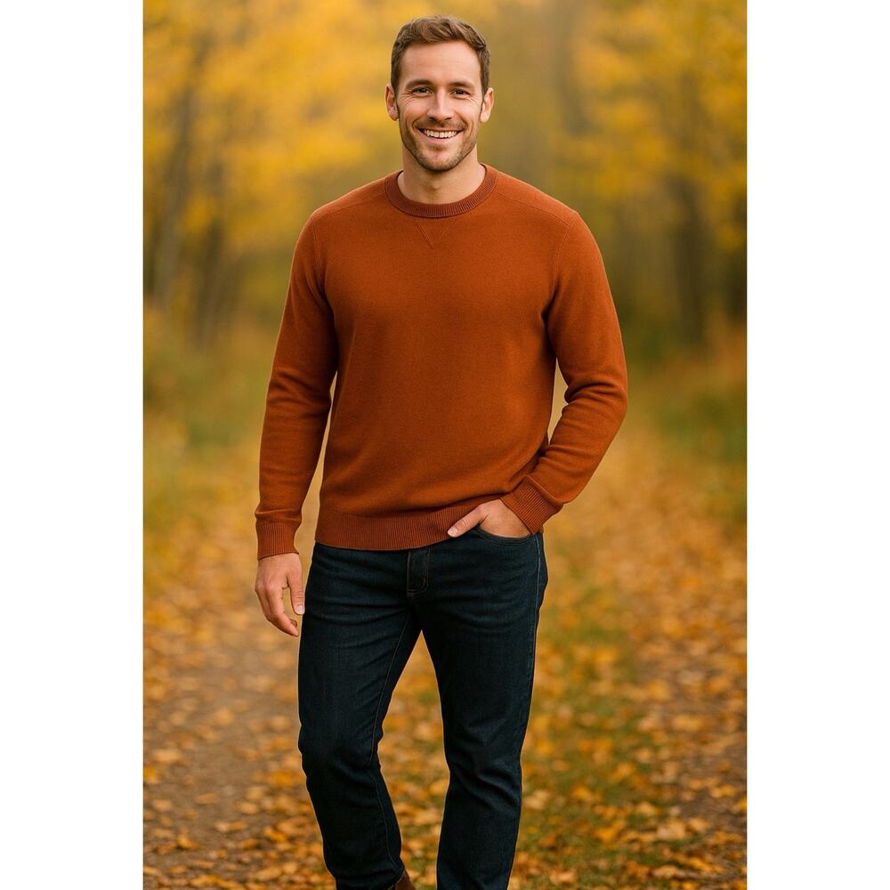 Smartwool Sparwood Sweater Men’s XXL Rust Brown Merino Wool Crewneck NWT
